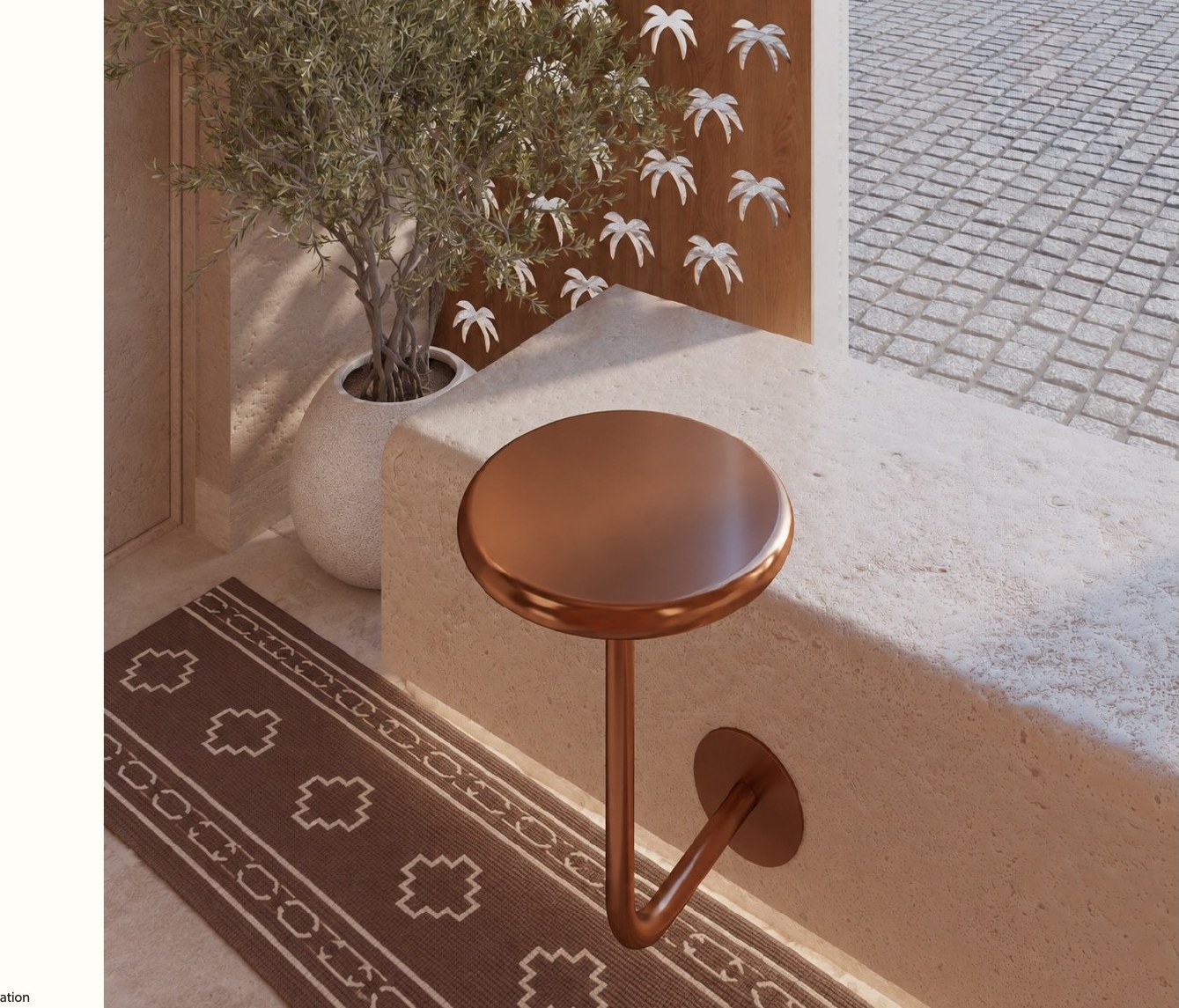 Lahbab café palm screen and seating detail render